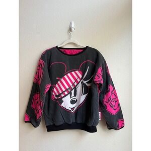 Vintage Mickey & Co J.G. Hook Reversible Minnie Mouse Sweatshirt Pink Black Rose